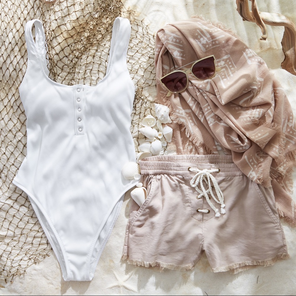 Ribbed Henley Swimsuit